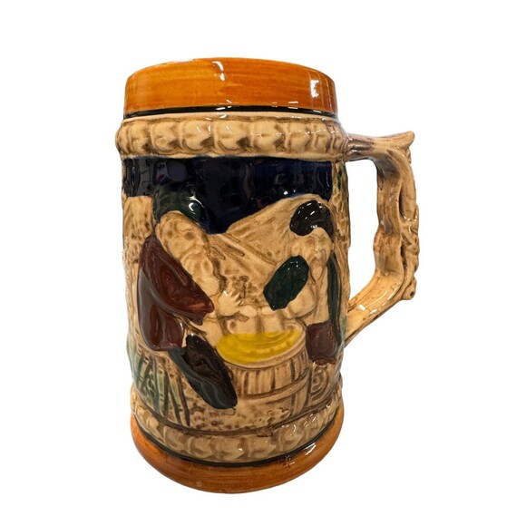 Beer Stein Mug Made In Japan German Pub‎ Trimont Ceramic Antique Set Of 2 - Picture 2 of 11